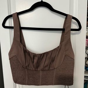 Brown satin top